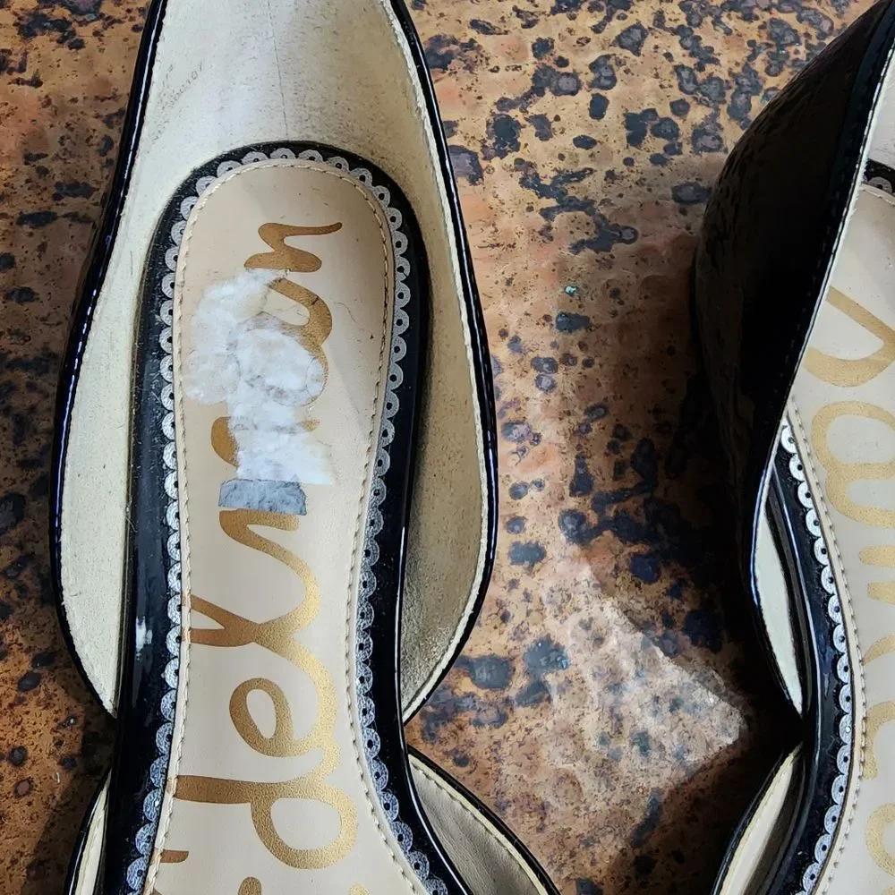 Black Patent Pointed Toe D'Orsay Flats - Women